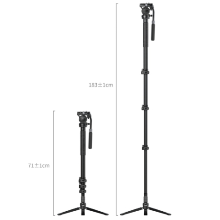 SmallRig 6623 - profesjonalny monopod Carbon z głowicą video i podstawą - wymiary, rozłożony